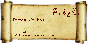 Piros Ákos névjegykártya